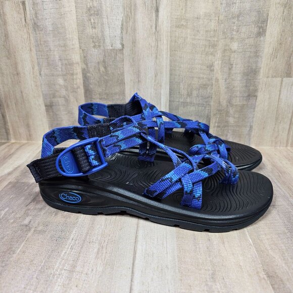 Chaco Womans Size 6 Z/Volv X2 Sandals Strappy Black Blue Shoes - Picture 7 of 11